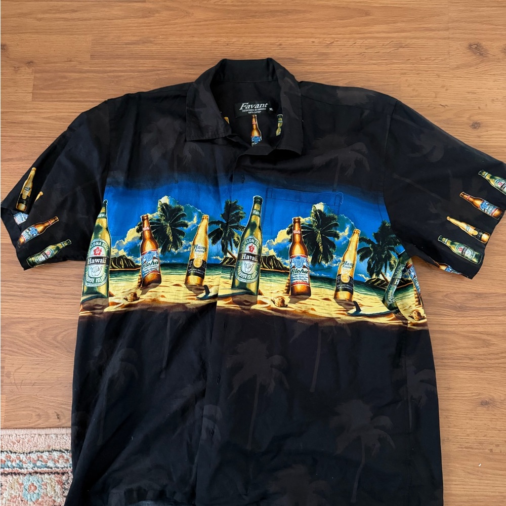 Black Tropical Print Men's Shirt